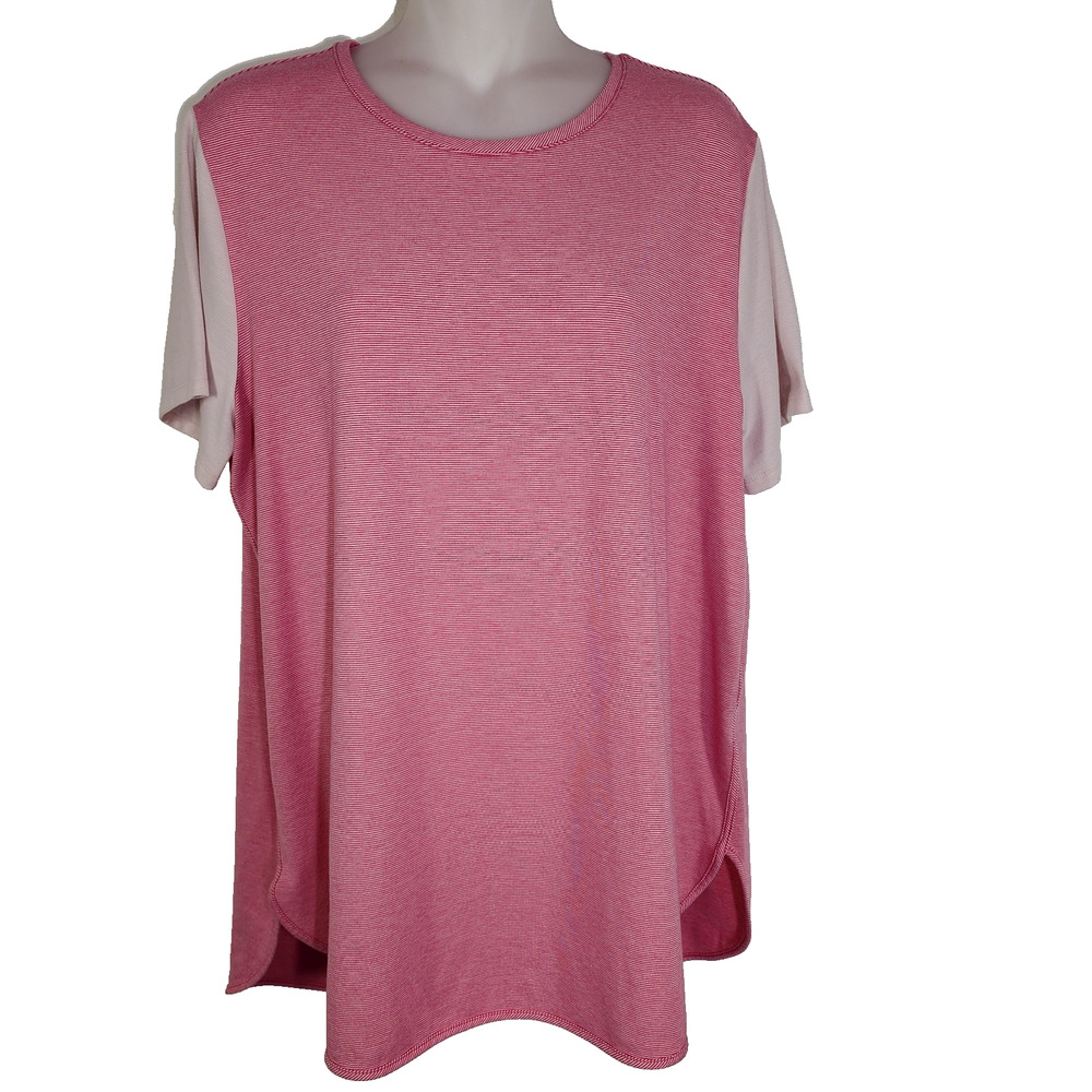 Lands End Womens T Shirt Large Moisture Wicking Short Sleeve Curved Hem